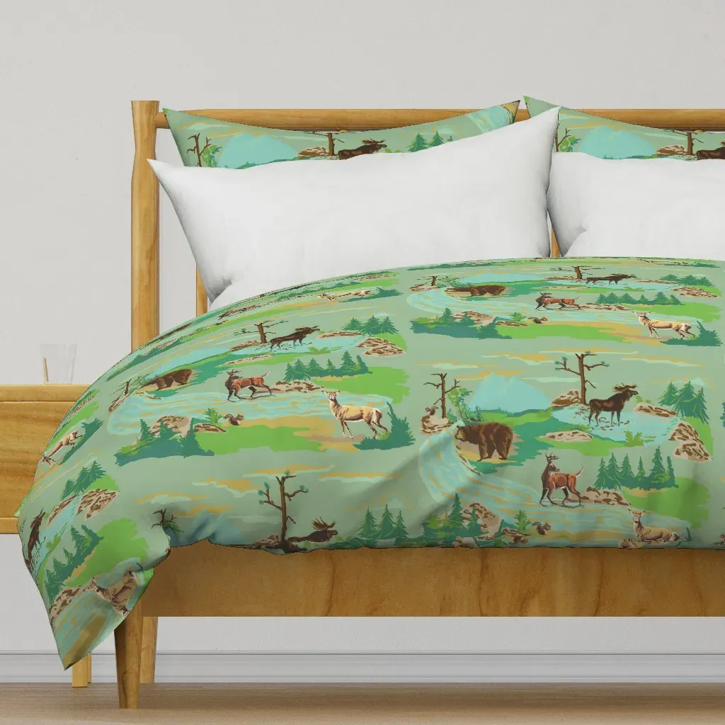 Paint By Number Woodland Duvet Cover - Teal, Green product