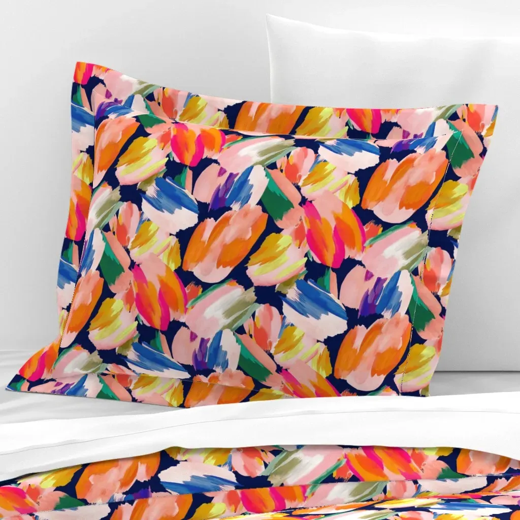 Paint Splashes Standard Flanged Pillowcase - Navy, Cotton Sateen product