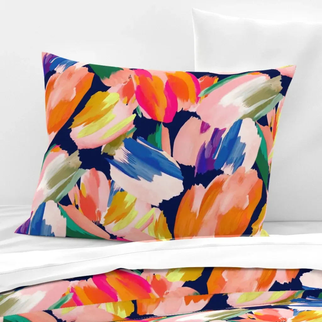 Paint Splashes Standard Knife Edge Cushion Cover - Navy, Cotton Sateen product
