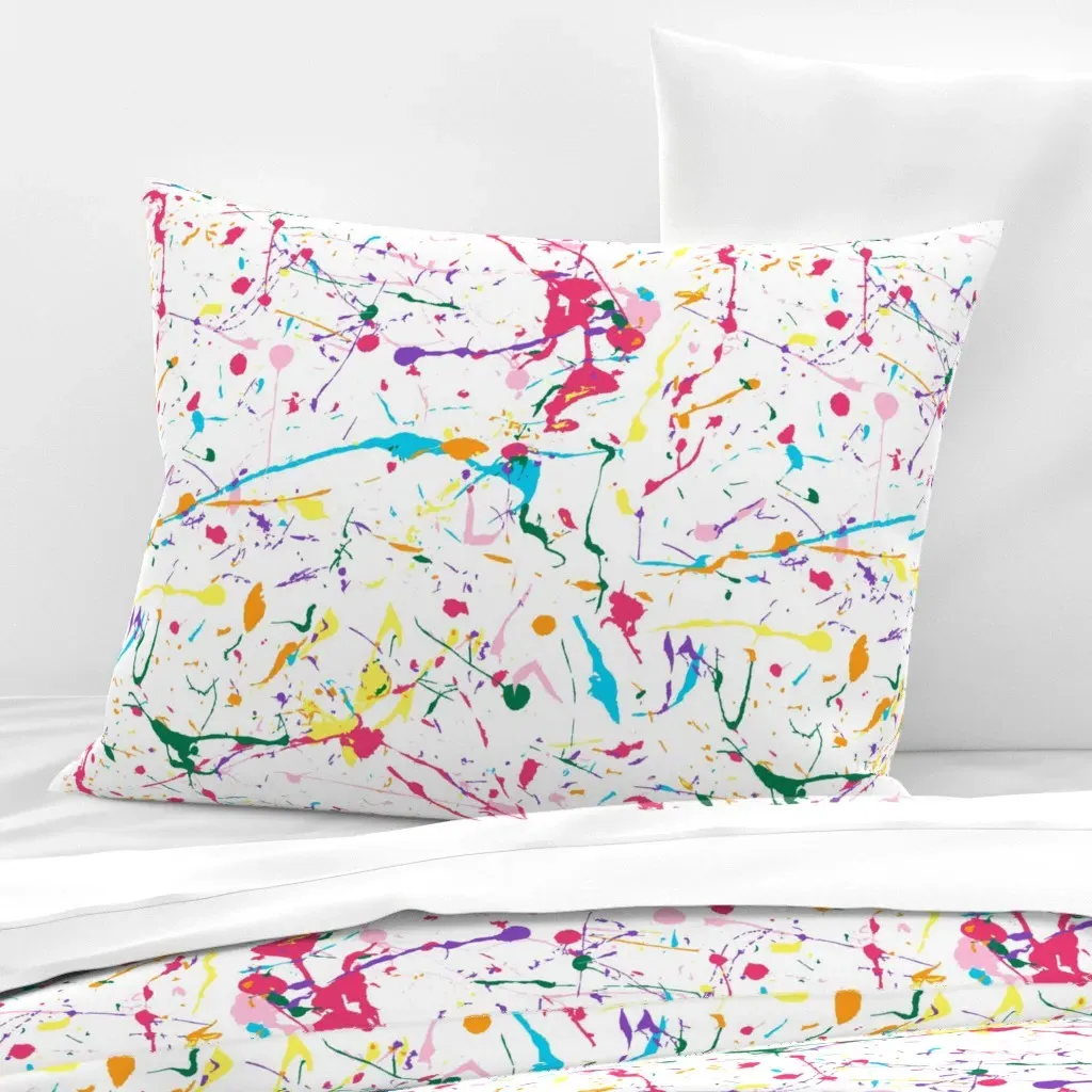 Paint Splatter Standard Knife Edge Cushion Cover - Pink, Cotton Sateen product