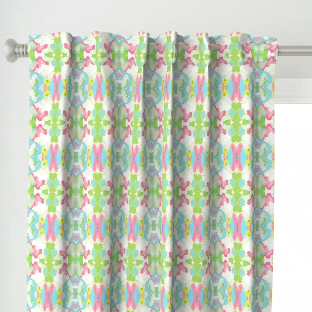 Painted Abstract Curtain Panel - Light Teal alternate view