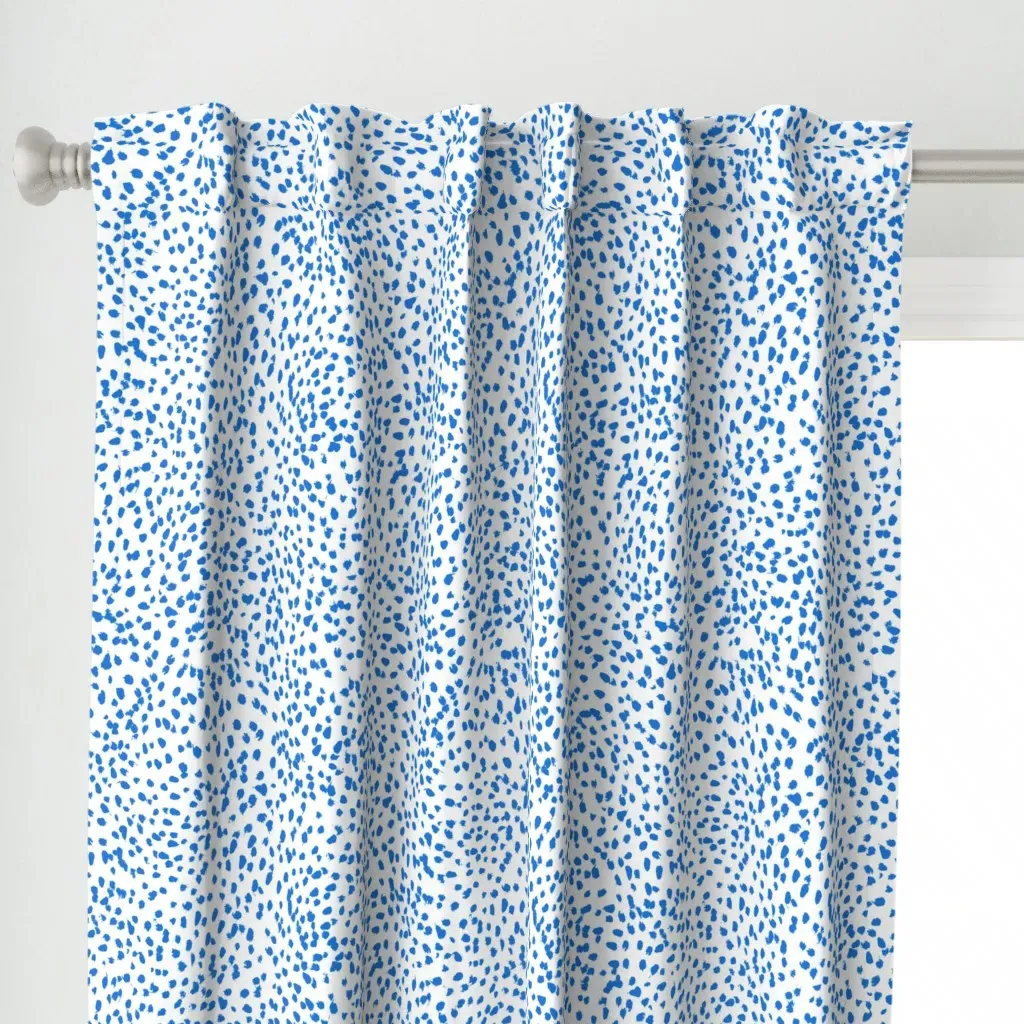 Painted Blue Dots Fabric Curtain Panel - Azure alternate view