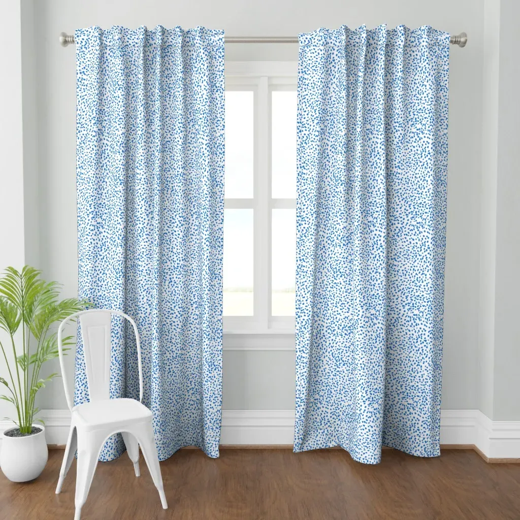 Painted Blue Dots Fabric Curtain Panel - Azure product