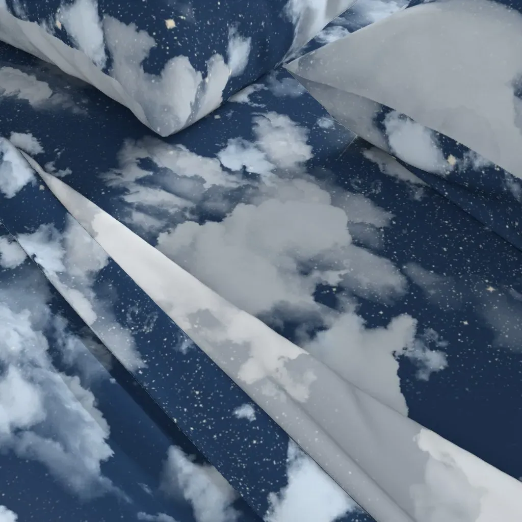 Painted Clouds & Stars Full Sheet Set - Dark Blue alternate view
