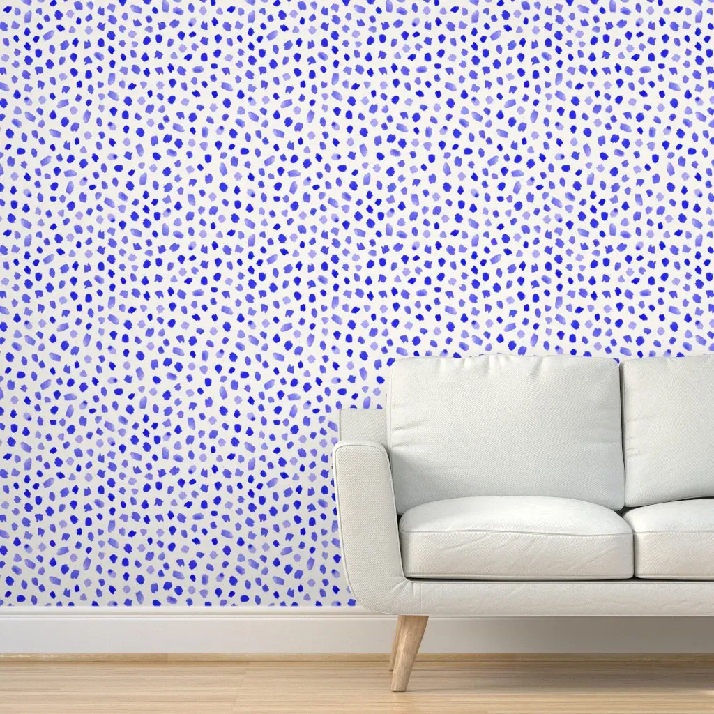 Painted Dot Marks Brush Strokes Peel and Stick Wallpaper - Blue product