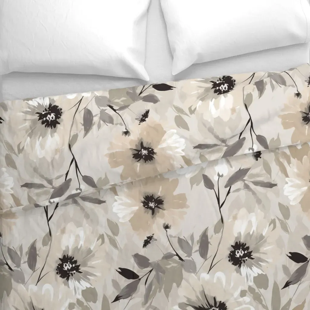 Painted Neutral Ivory Duvet Cover - Beige alternate view
