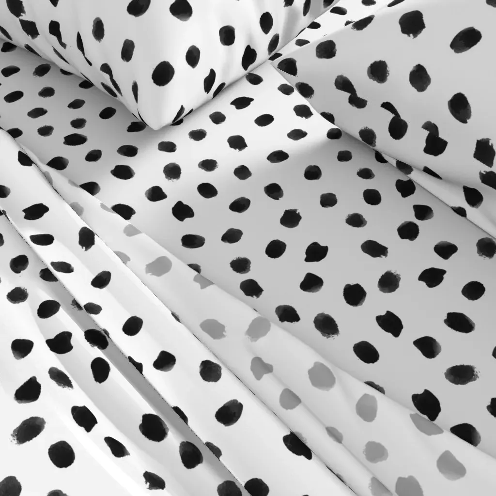 Painted Polka Dots Cal King Sheet Set - Black alternate view