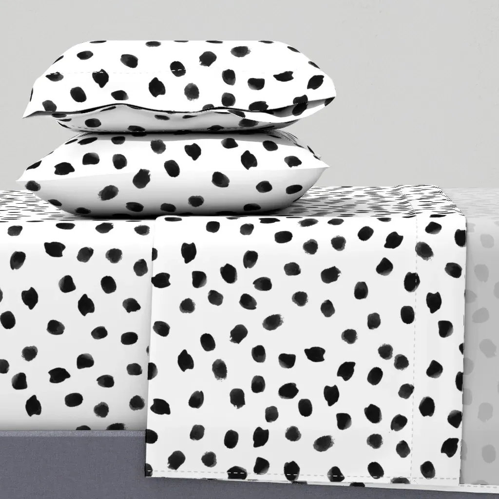 Painted Polka Dots Cal King Sheet Set - Black product