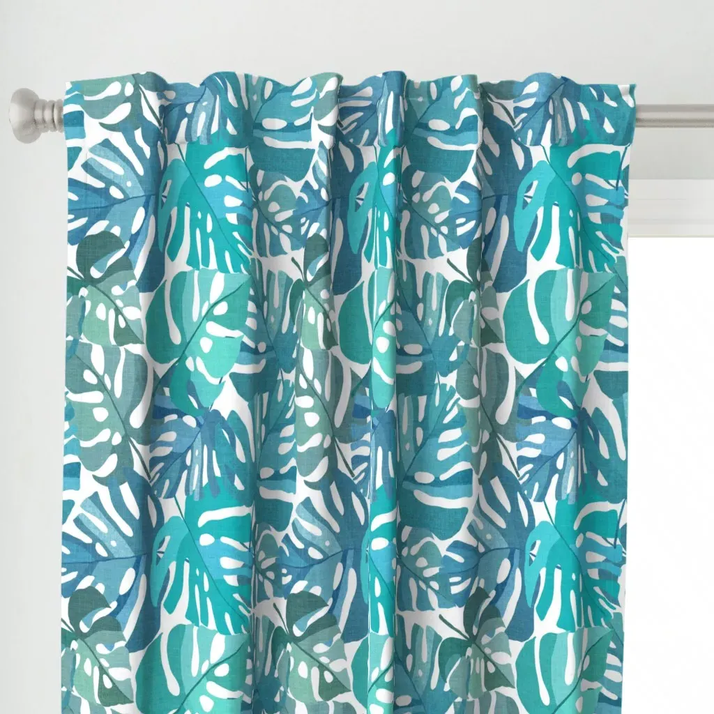 Painted Turquoise Curtain Panel - Teal alternate view