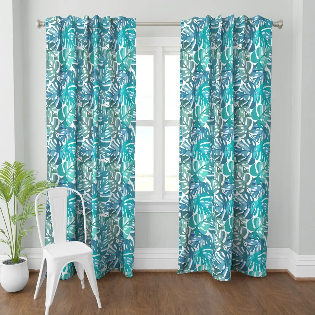 Painted Turquoise Curtain Panel - Teal product