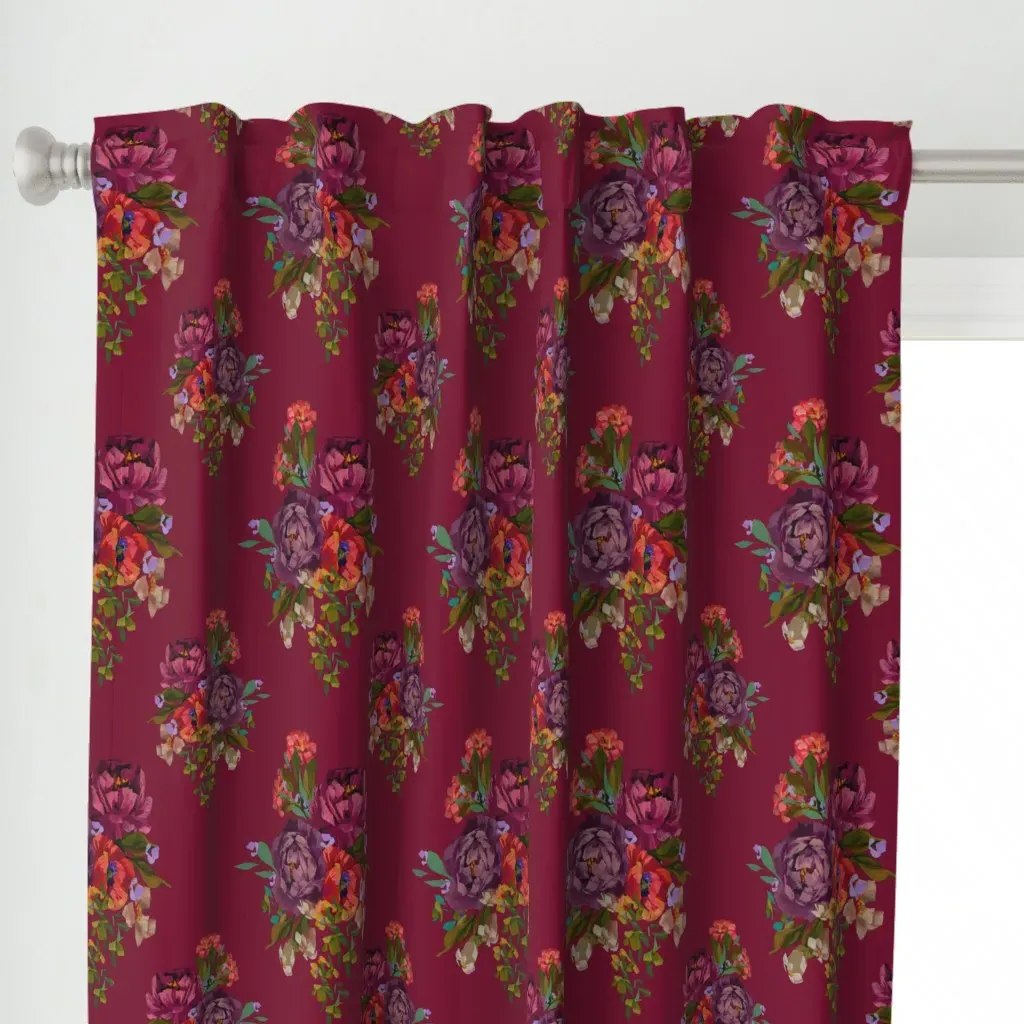Painterly Floral Curtain Panel - Purple alternate view