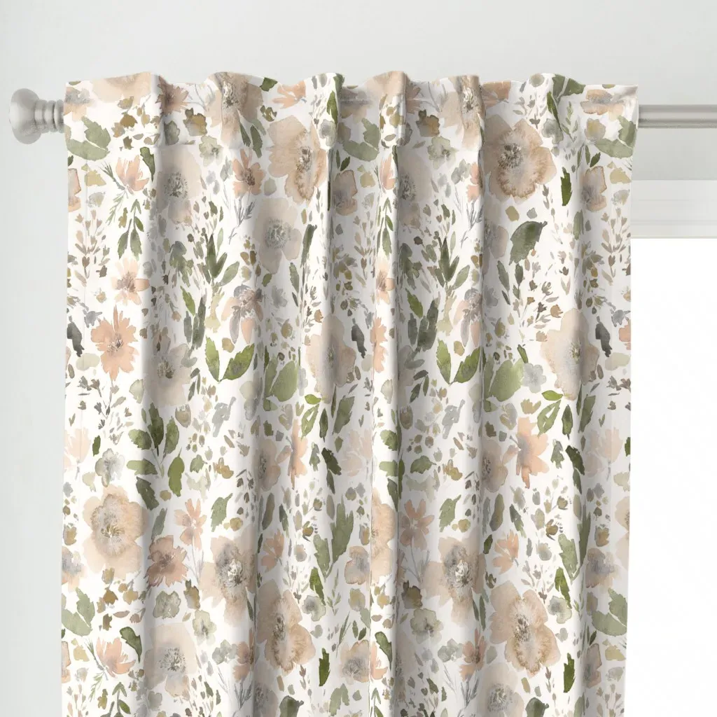 Painterly Neutral Curtain Panel - Beige alternate view