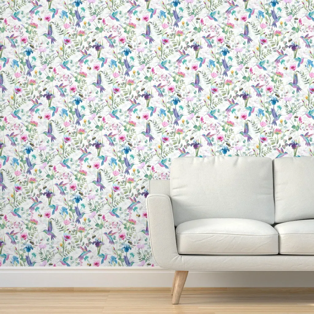 Painterly Pollinators Peel and Stick Wallpaper - Teal product