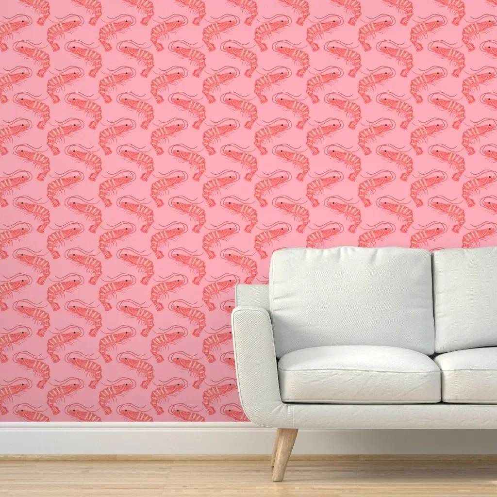 Painterly Shrimp Peel and Stick Wallpaper - Coral Pink product