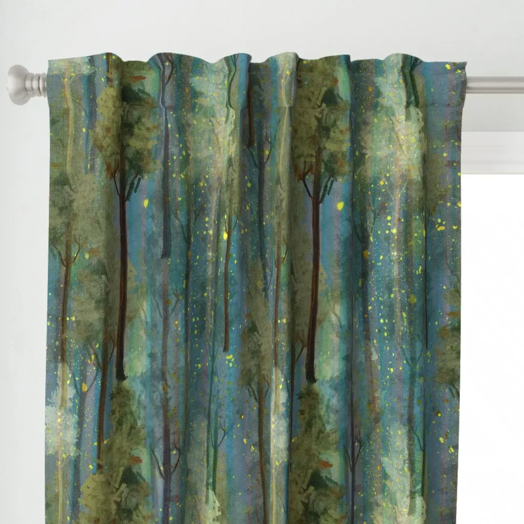 Painterly Tree Outdoor Curtain Panel - Teal alternate view