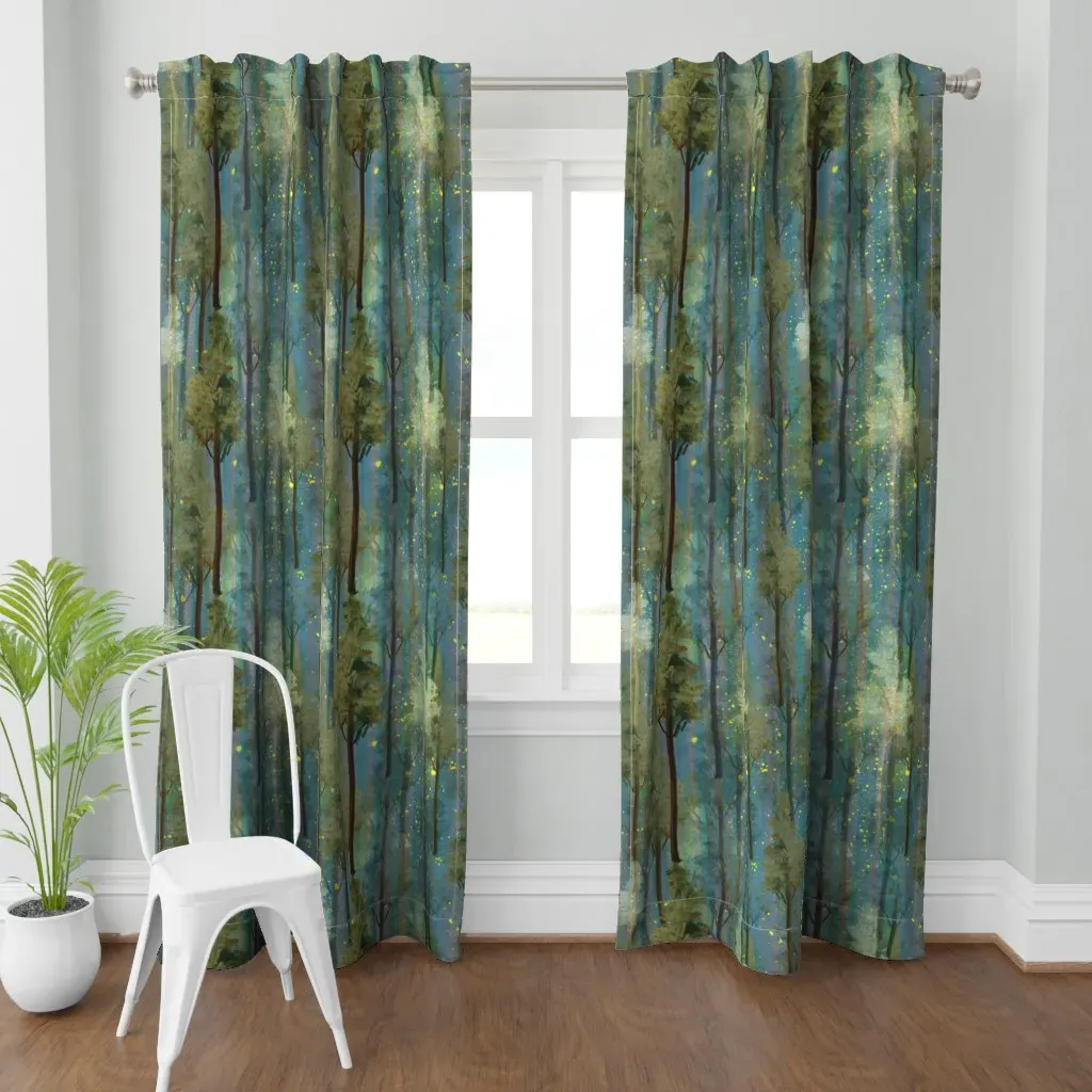 Painterly Tree Outdoor Curtain Panel - Teal product