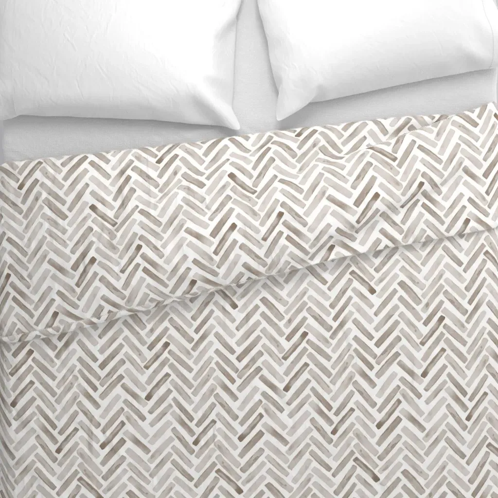 Painterly Watercolor Duvet Cover - Taupe alternate view