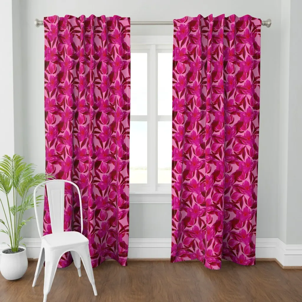 Painting Magnolias Dark Curtain Panel - Pink product