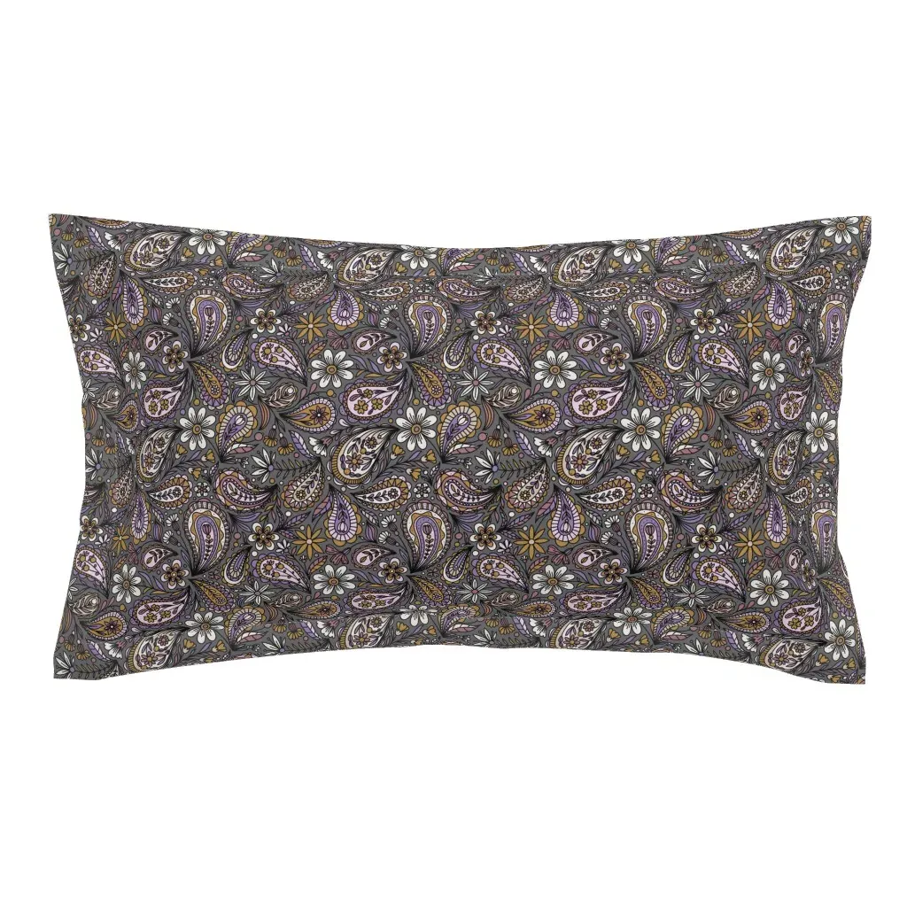 Paisley And Flowers King Pillow Sham - Purple product