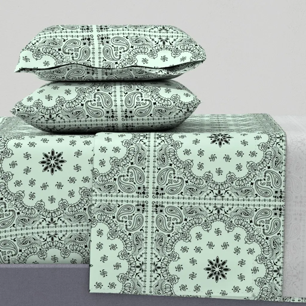Paisley Bandana King Size Sheet Set - Mint Green product