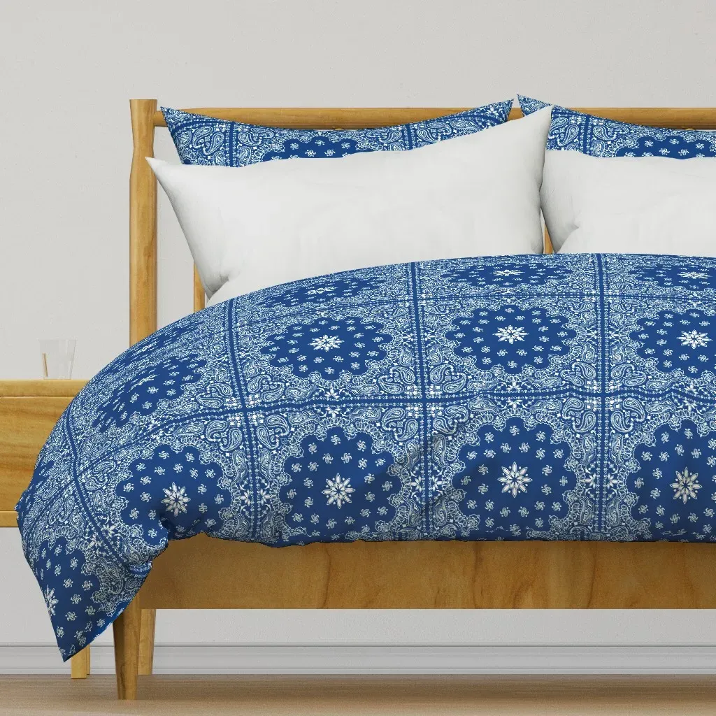 Paisley Bandana Scarf Duvet Cover - Royal Blue product