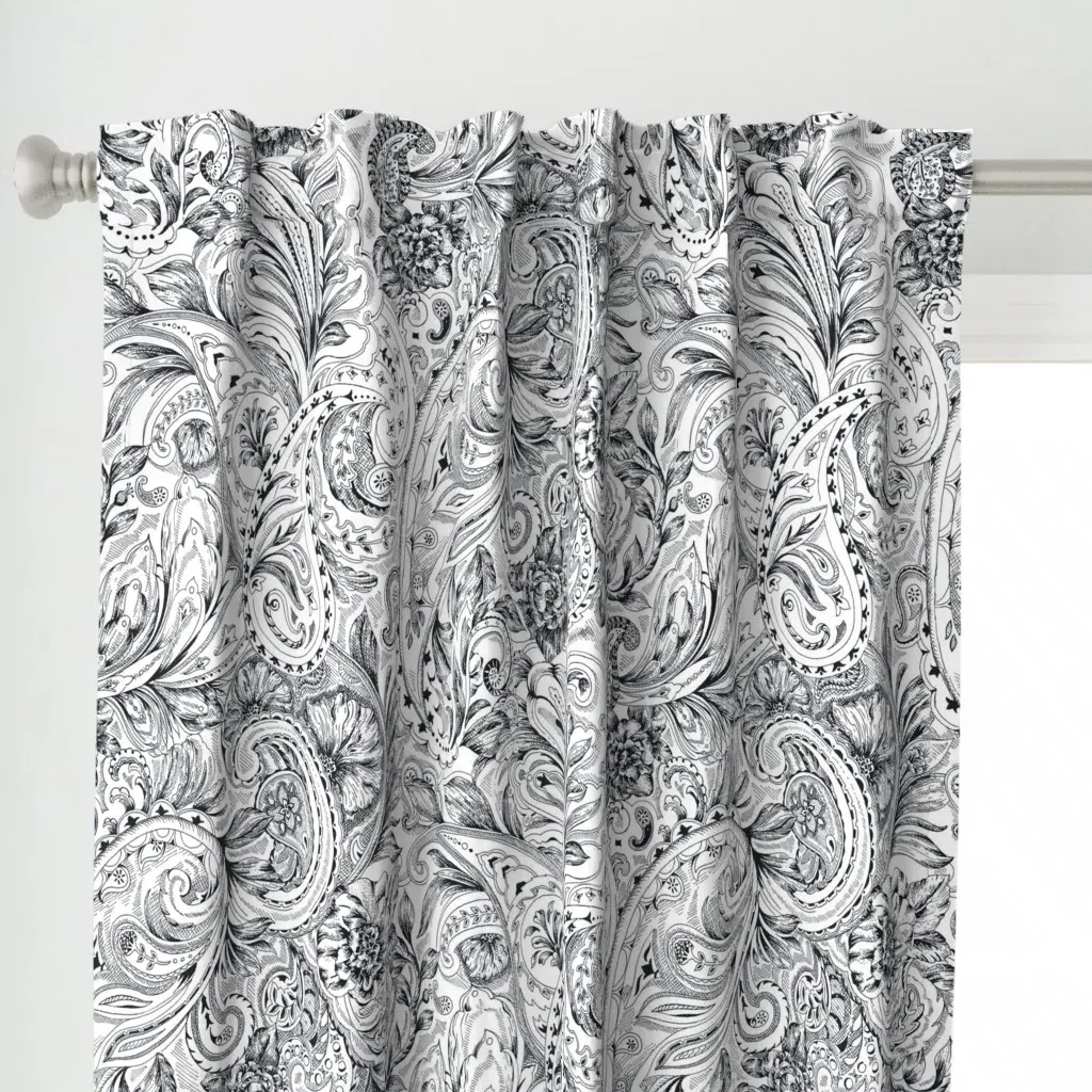 Paisley Curtain Panel - Black & White alternate view