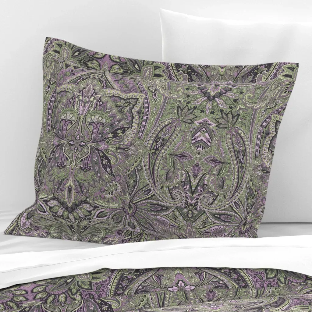 Paisley Garden Standard Flanged Cushion Cover - Lilac, Cotton Sateen product