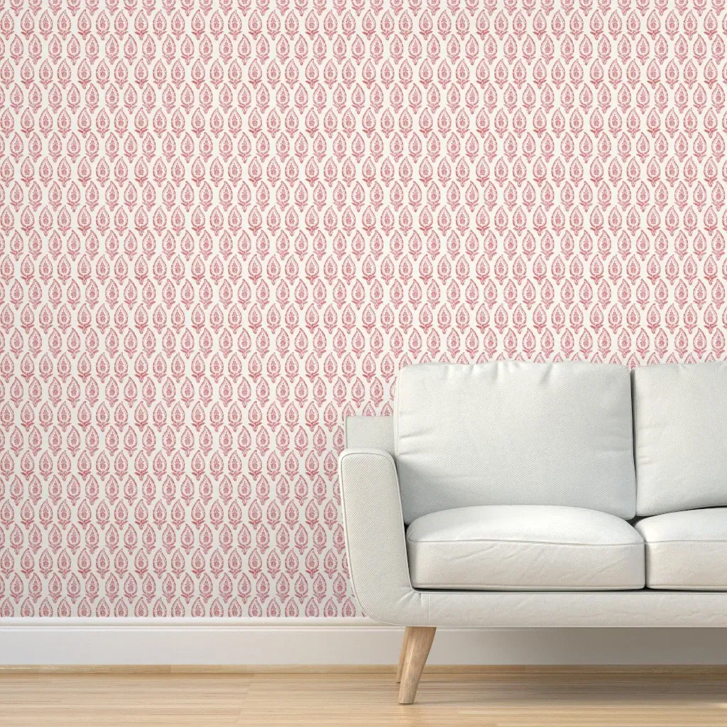 Paisley Peel and Stick Wallpaper Removable - Crimson product