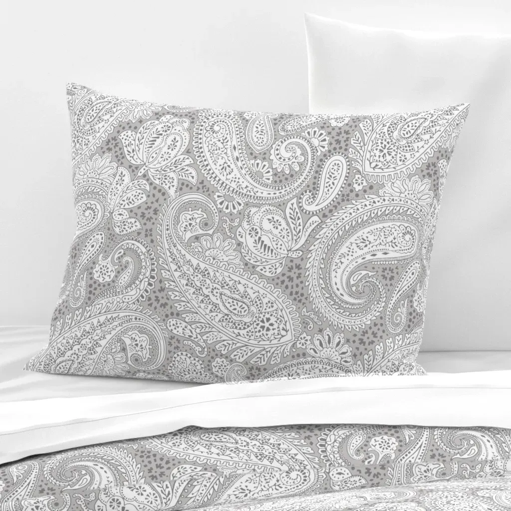 Paisley Positivity Standard Knife Edge Cushion - White, Cotton Sateen product