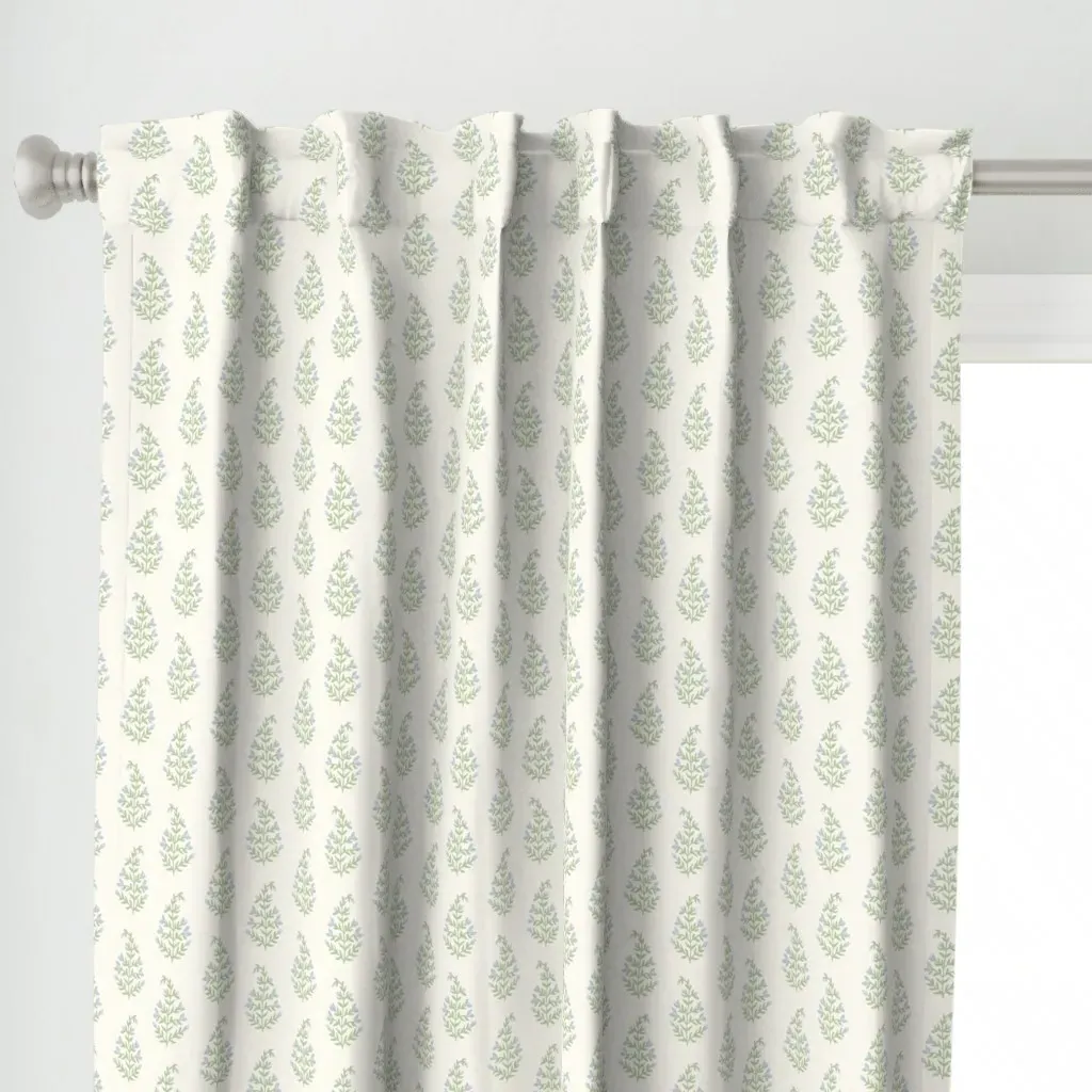 Paisley Small Floral Curtain Panel - Green alternate view