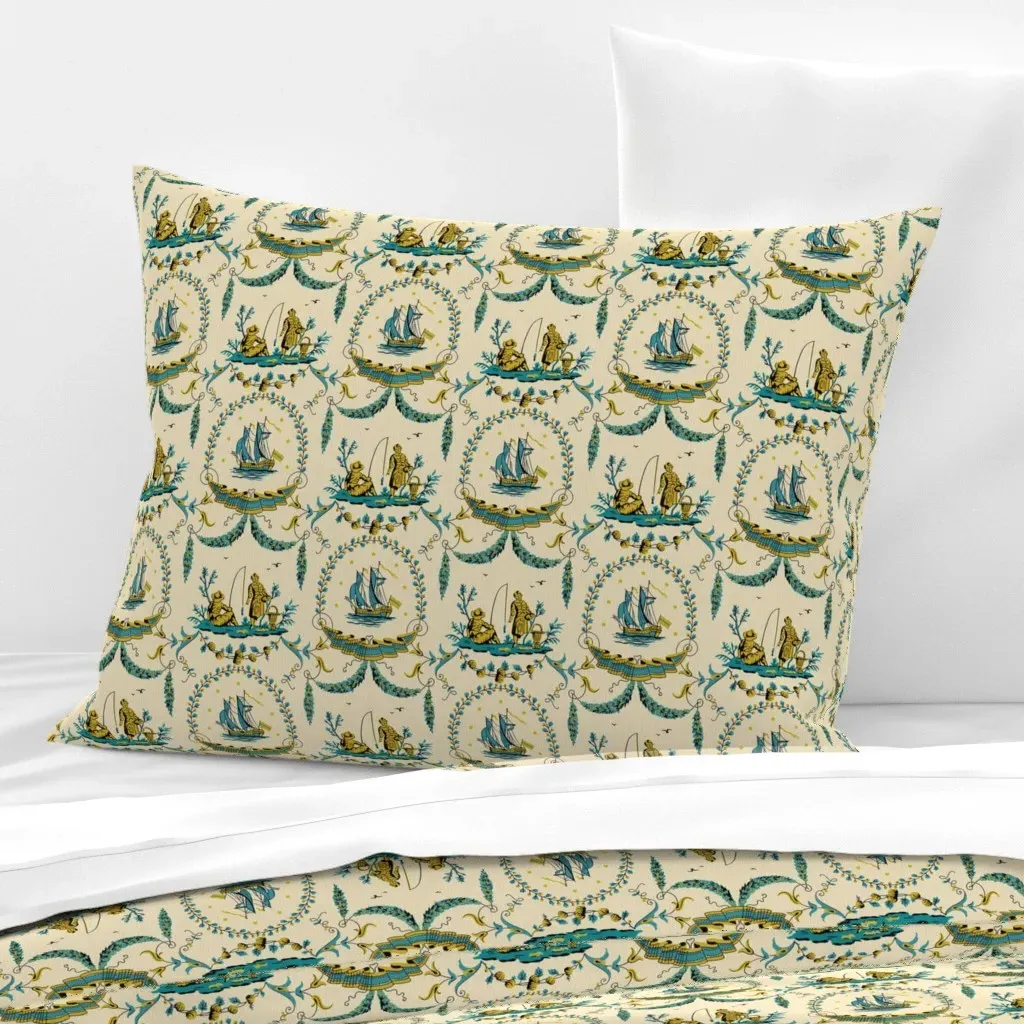 Paix Sur Les Mers Standard Knife Edge Pillow - Teal, Cotton Sateen product