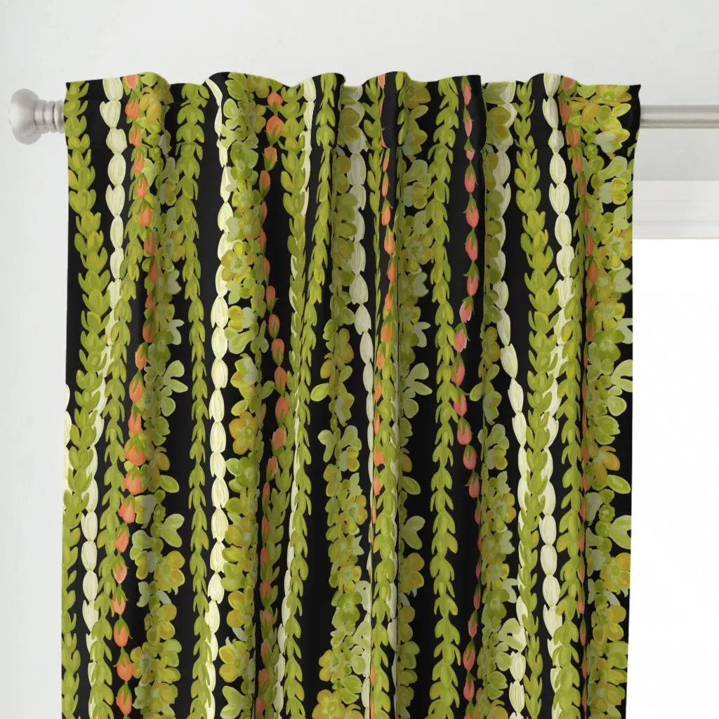 Pakalana Lei Blend Large Curtain Panel - Olive Green alternate view