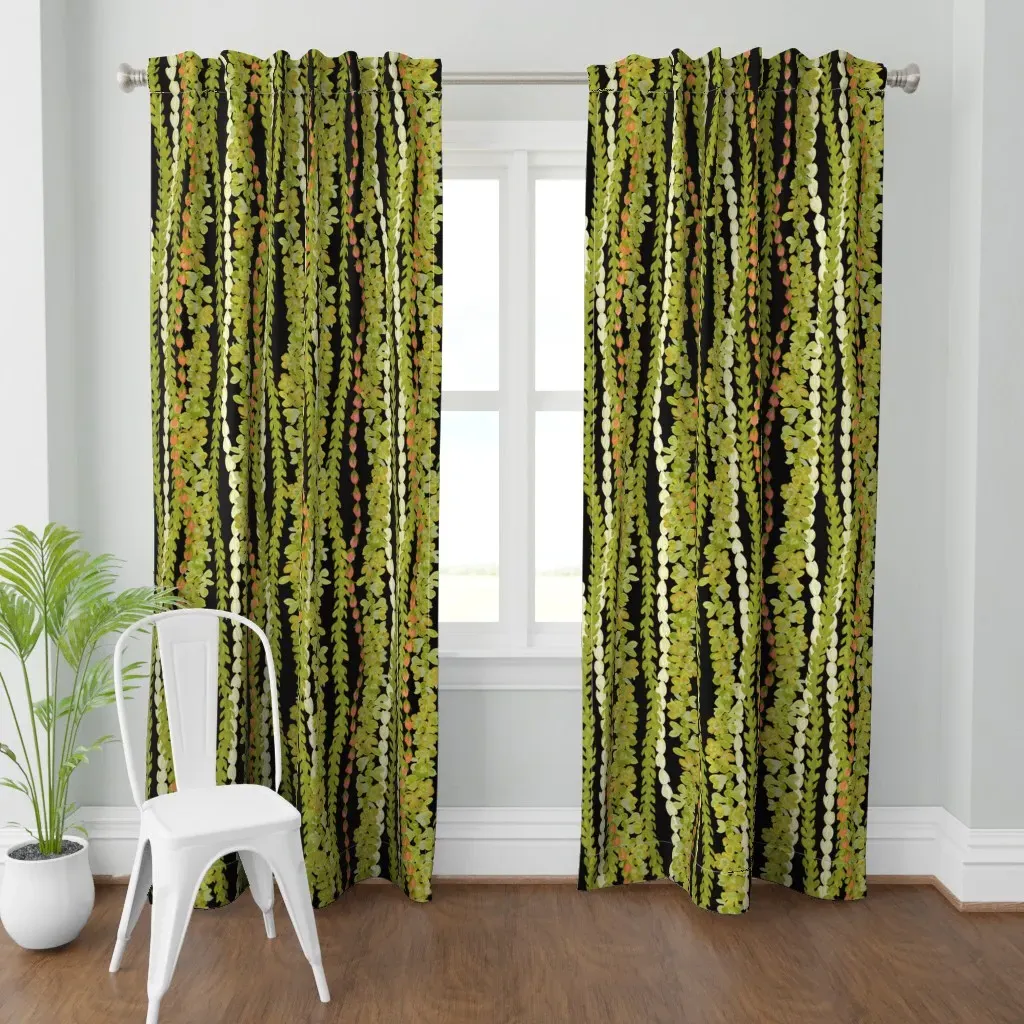 Pakalana Lei Blend Large Curtain Panel - Olive Green product