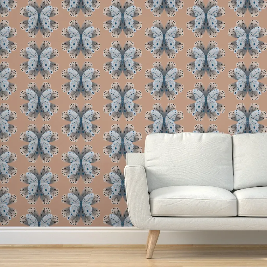 Pale Blue Butterfly Peel and Stick Wallpaper - Light Blue product