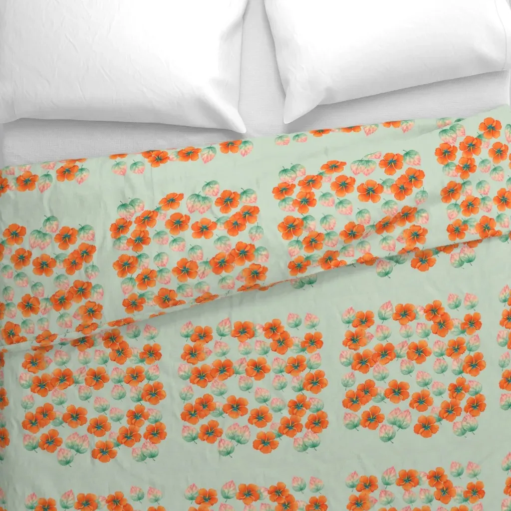 Pale Eucalyptus Mist Duvet Cover - Orange alternate view