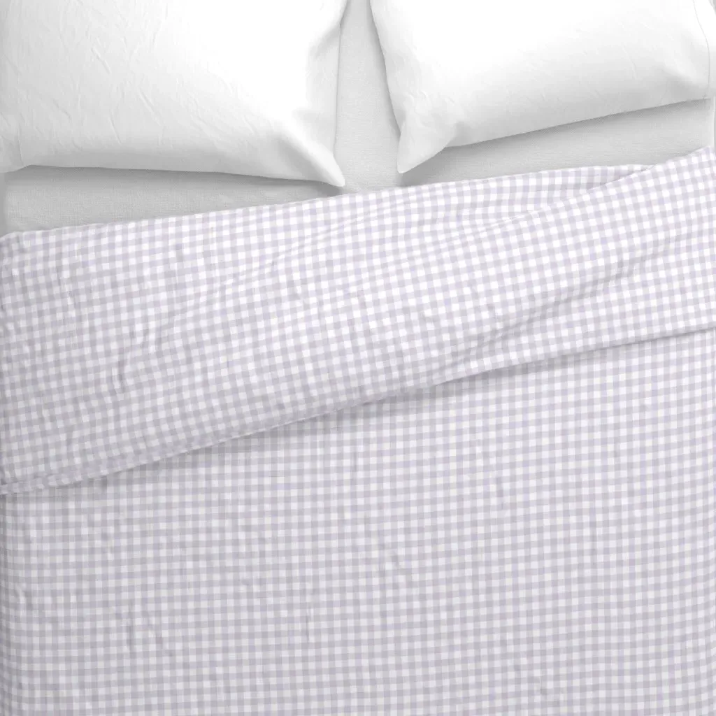 Pale Lilac Gingham Duvet Cover - Lavender alternate view