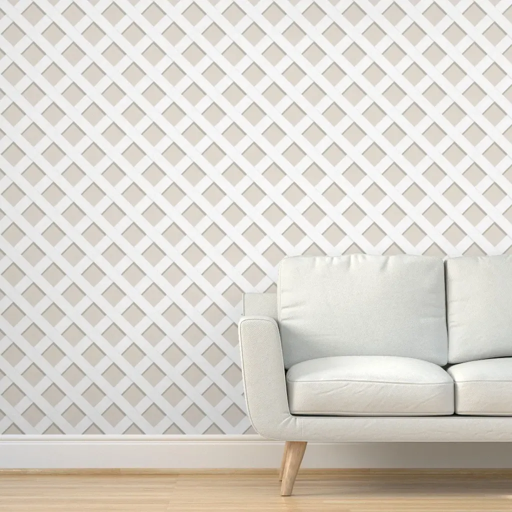 Pale Oak Diagonal Trellis Peel and Stick Wallpaper - Off-White product