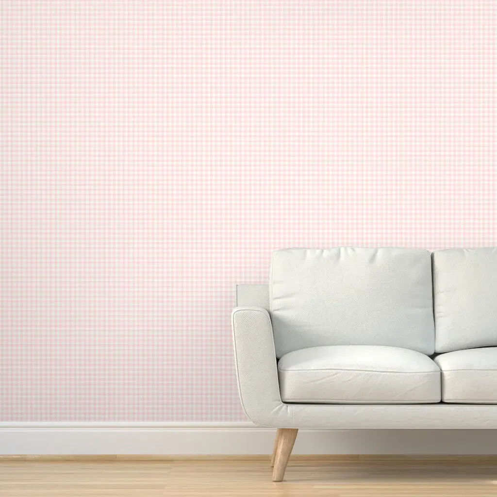 Pale Pink Gingham Peel and Stick Wallpaper - Pink product