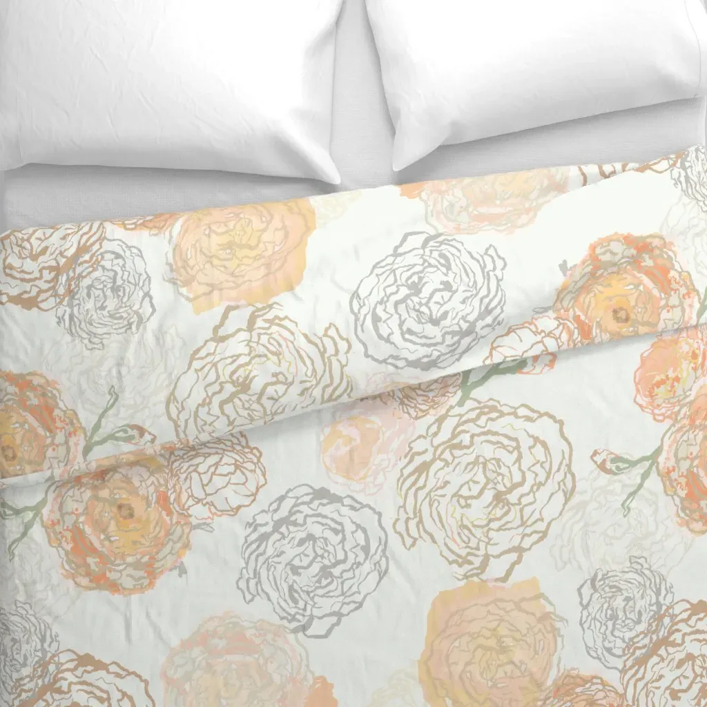 Pale Ranunculus Duvet Cover - Peach alternate view