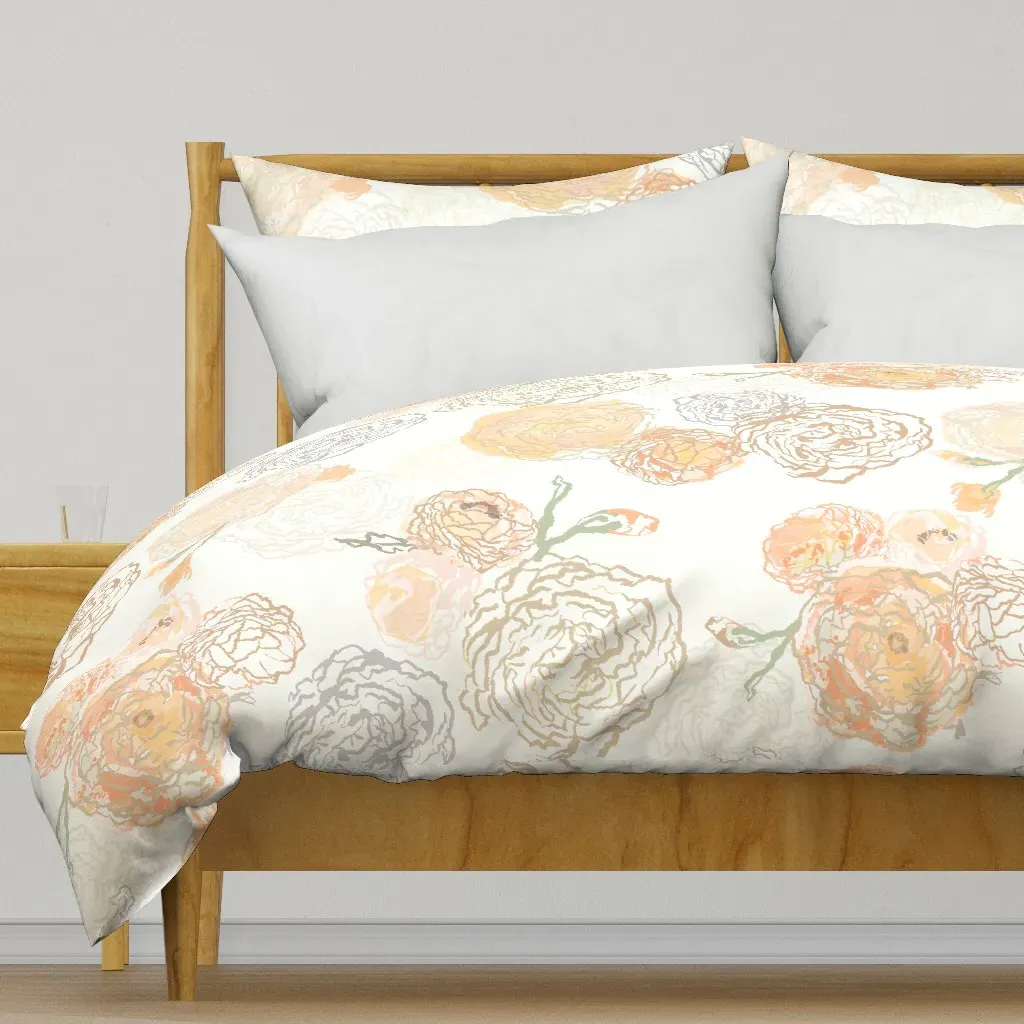 Pale Ranunculus Duvet Cover - Peach product