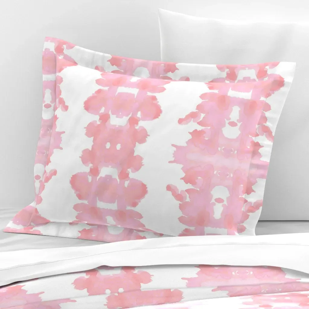 Pale Valentine Inkblot Standard Flanged Pillowcase - Pink, Cotton Sateen product