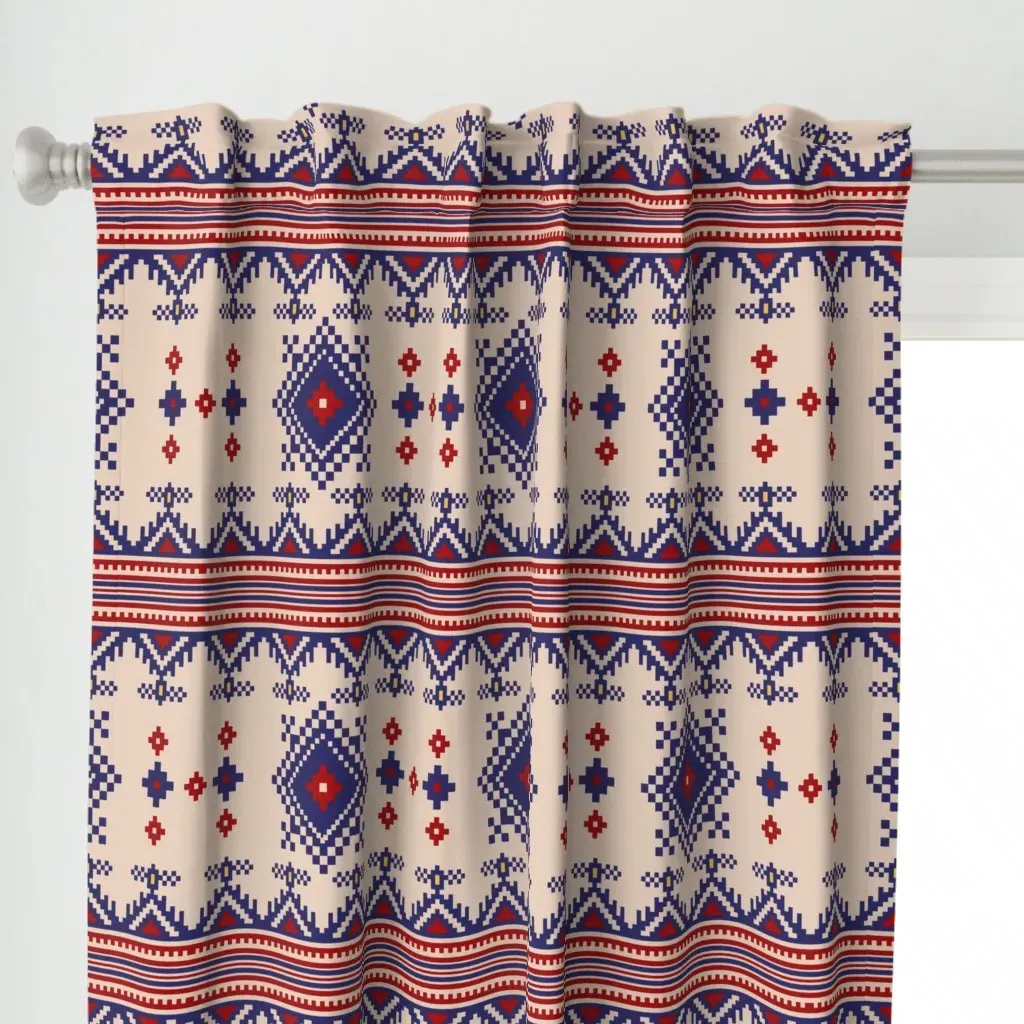 Palestinian Cross Stitch Curtain Panel - Navy Blue alternate view