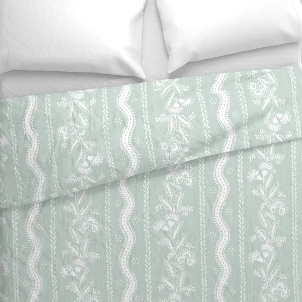 Palladian Blue C3D2Cb Duvet Cover - Sage Green alternate view