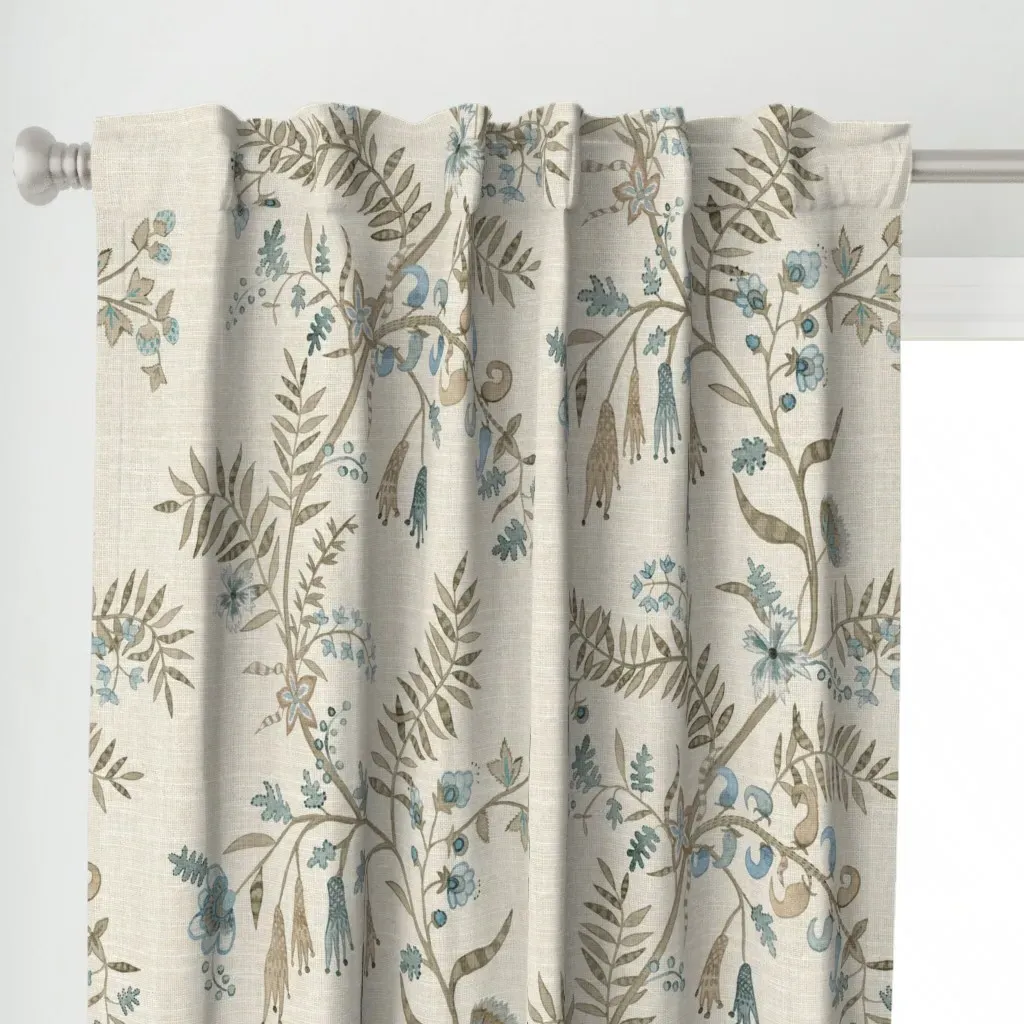 Pallavi Curtain Panel - Brown Blue, Linen alternate view