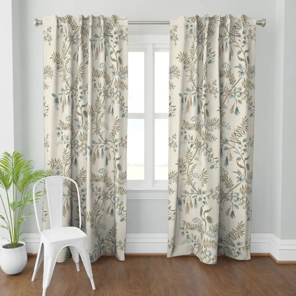 Pallavi Curtain Panel - Brown Blue, Linen product