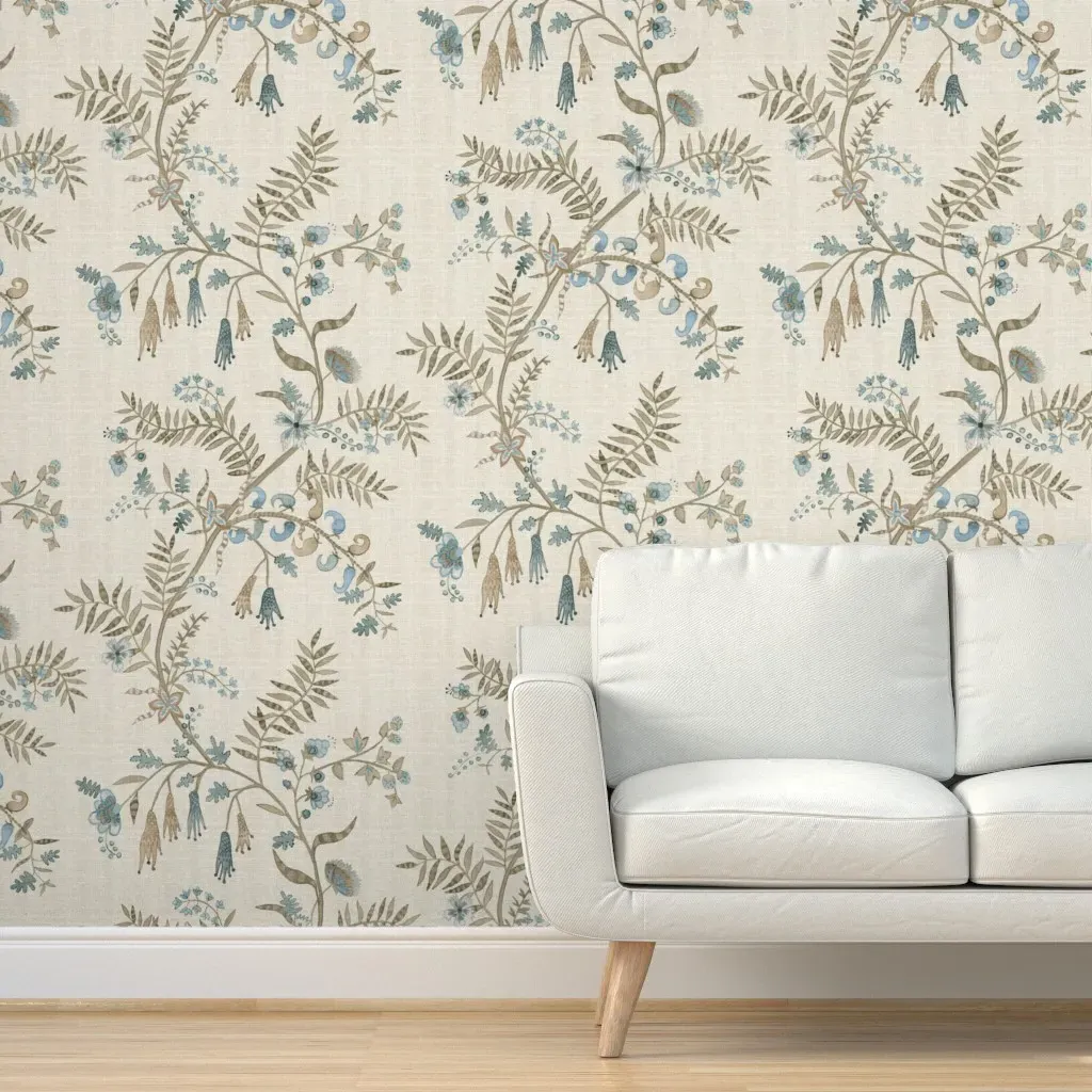 Pallavi Peel and Stick Wallpaper - Brown Blue, Linen product