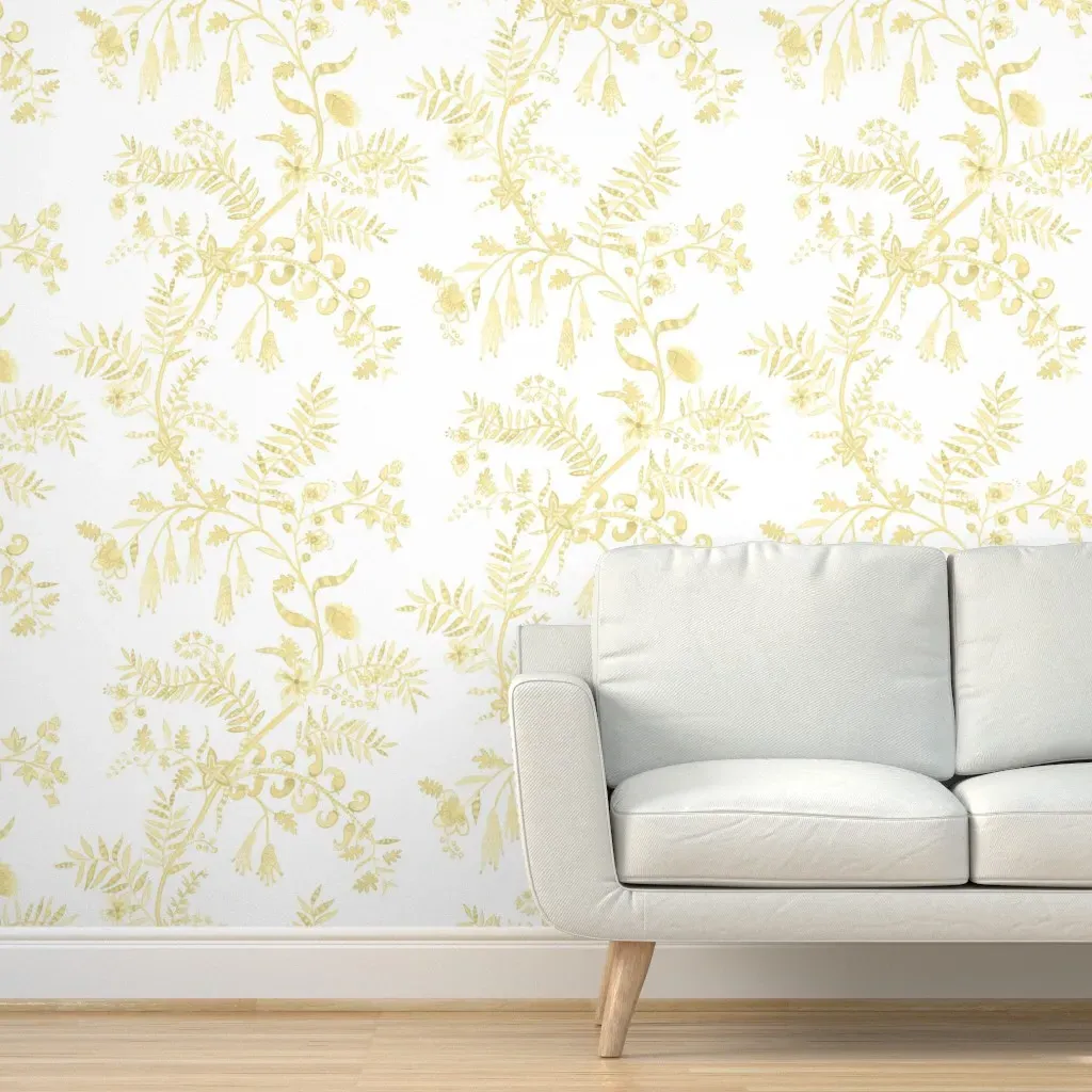 Pallavi Peel and Stick Wallpaper - Mustard, White product