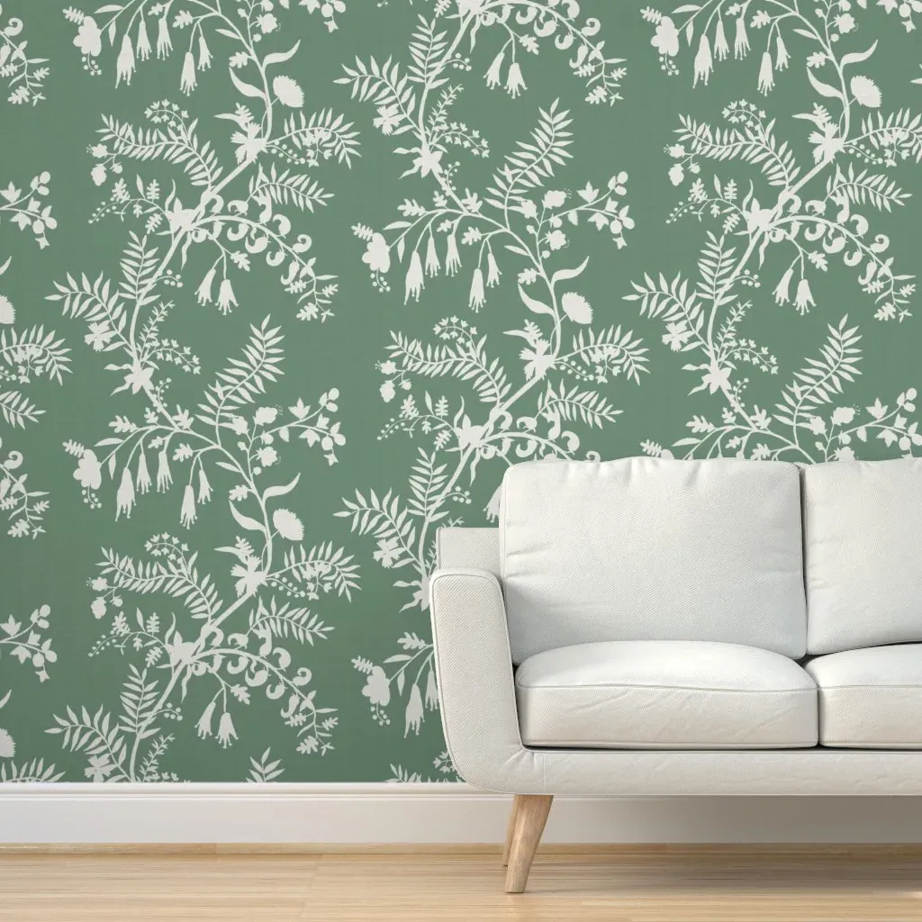 Pallavi Silhouette Peel and Stick Wallpaper Half Drop - Lehigh Green product