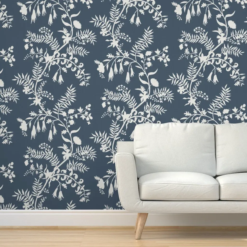 Pallavi Silhouette Peel and Stick Wallpaper - Indigo Blue product