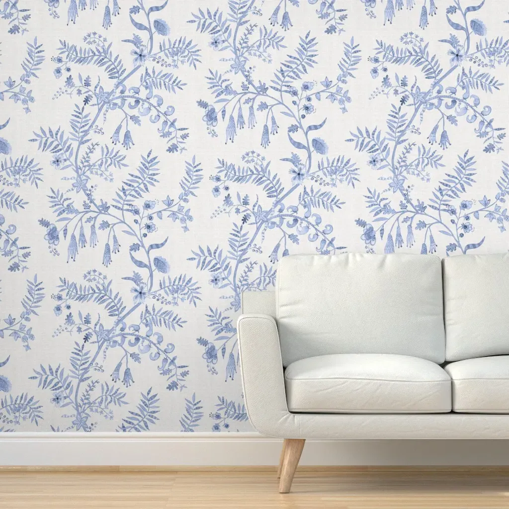 Pallavi Vine Peel and Stick Wallpaper - Blue, Linen product